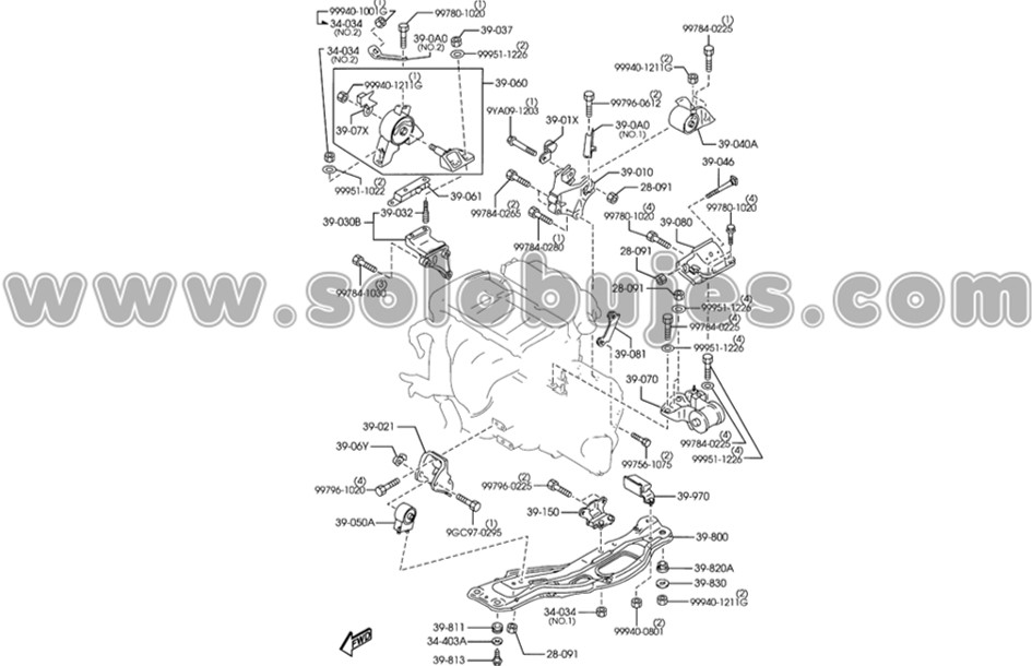 Soporte motor trasero 626 2001 catalogo