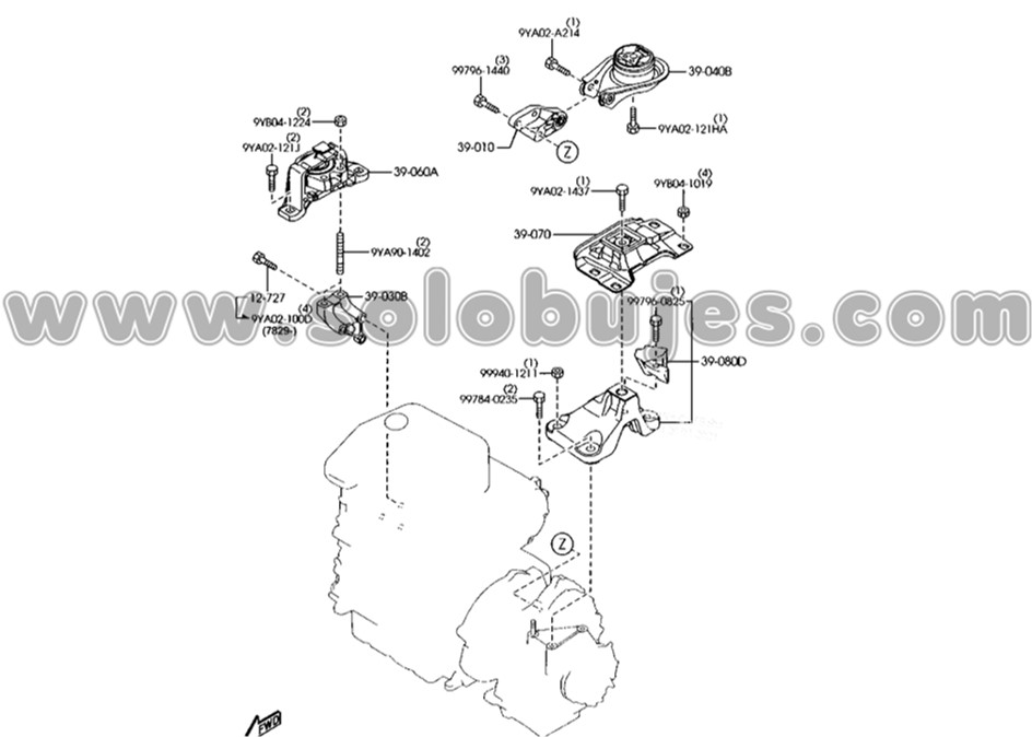 Soporte motor trasero Mazda3 2012 catalogo