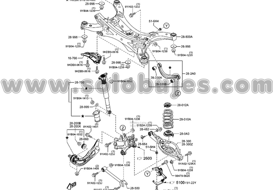 Buje tijera trasera Mazda6 2015 catalogo