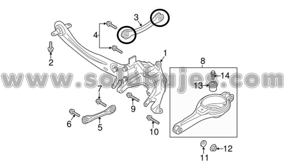 Buje brazo trasero Escape 2015 catalogo