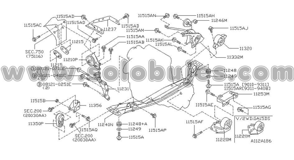 Buje soporte motor derecho Adwagon 1994 catalogo