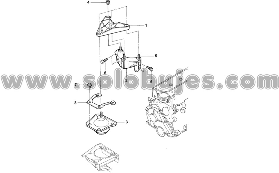 Soporte motor derecho Fiesta 1995 catalogo