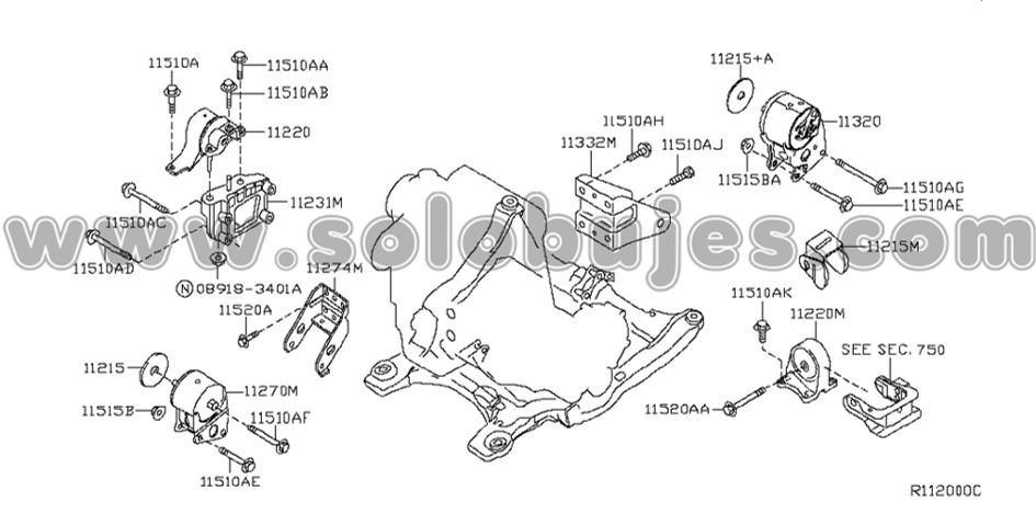 Soporte motor izquierdo Altima 2002 catalogo