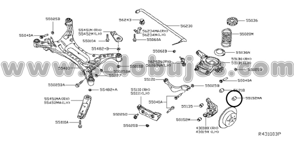 Buje portamangueta Altima 2018 catalogo