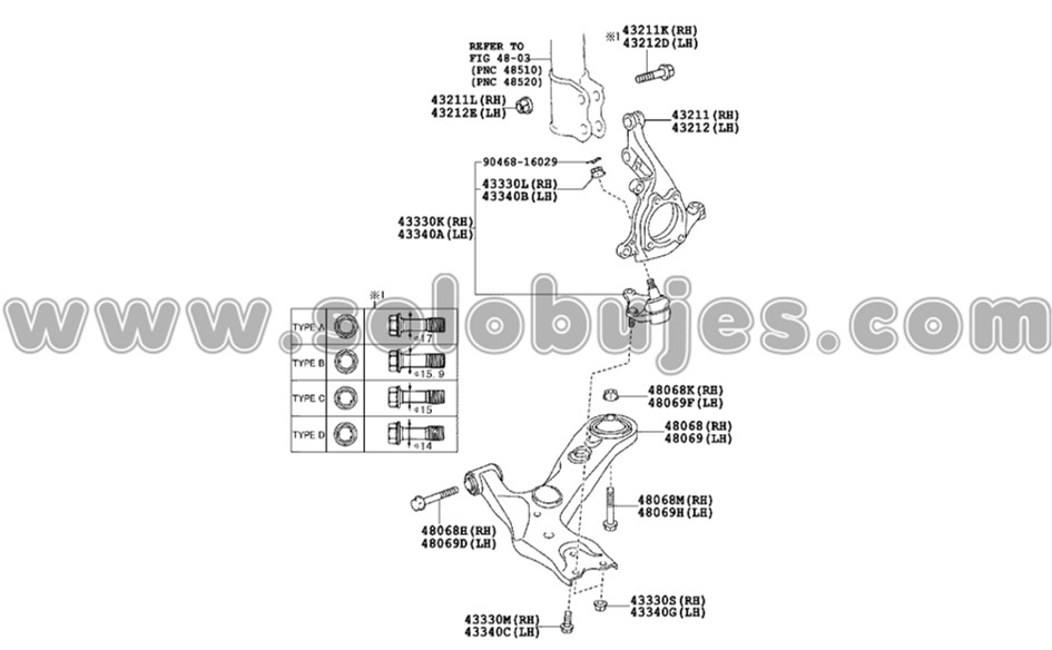 Buje tijera Rav4 2011 catalogo