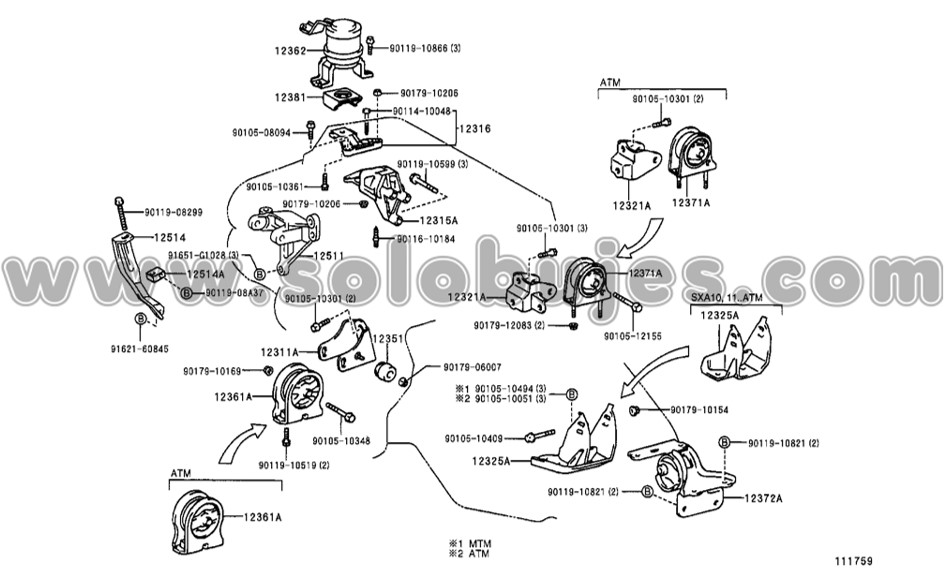 Soporte motor trasero Rav4 1994 catalogo