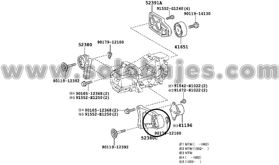 Buje soporte diferencial izquierdo Rav4 2011 catalogo