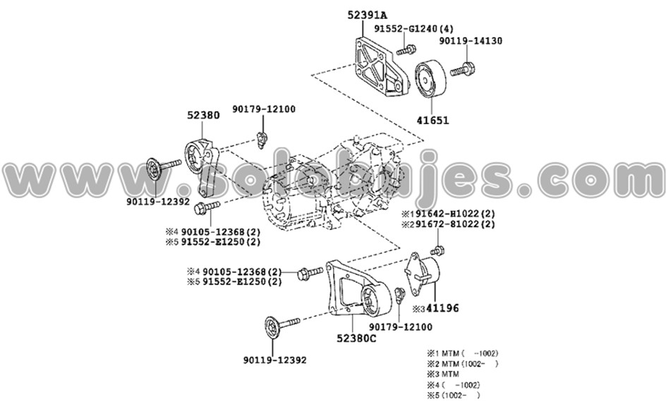 Buje soporte diferencial trasero Rav4 2011 catalogo