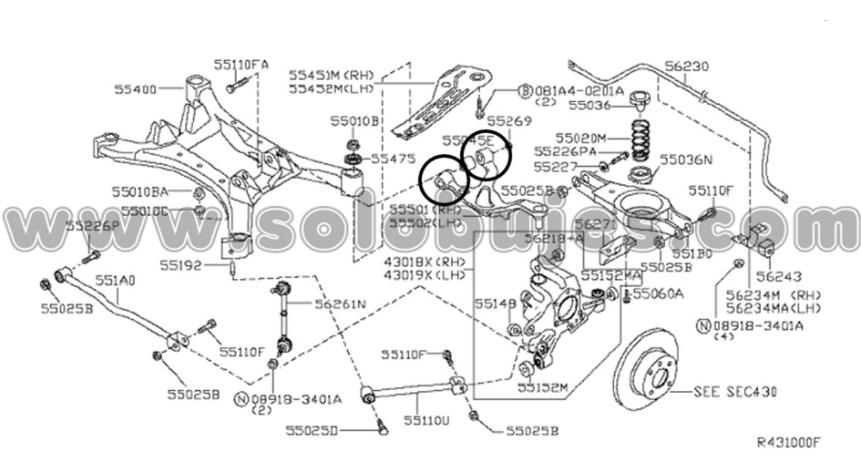 Buje tijera trasera Altima 2014 catalogo