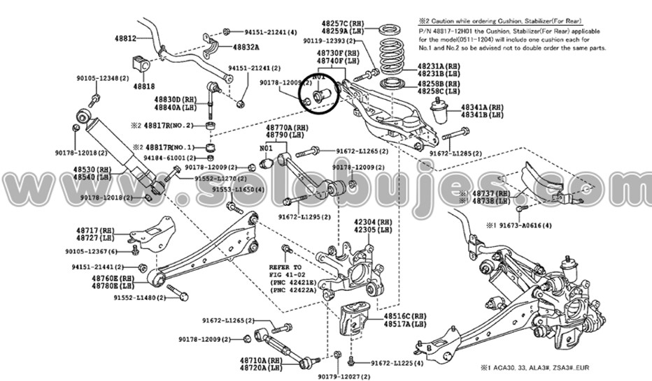 Buje tijera trasera Rav4 2011 catalogo