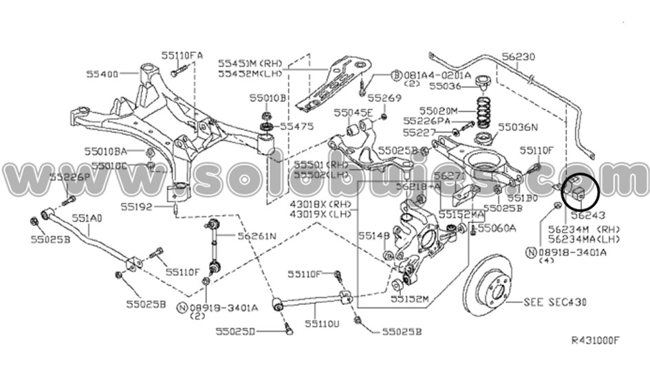 Cauchos estabilizadora traseros Altima 2014 catalogo