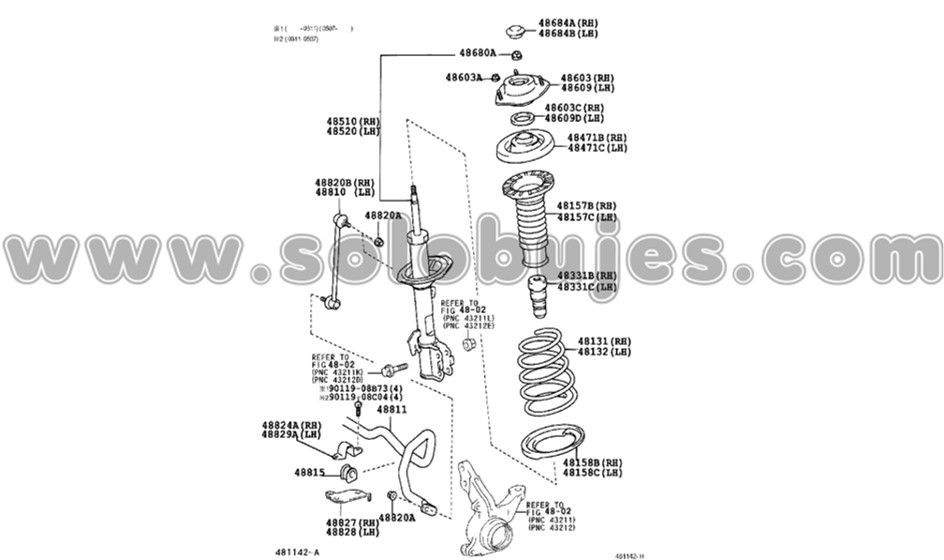 Soporte amortiguador derecho Rav4 2003 catalogo