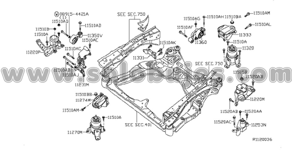 Soporte motor delantero Altima 2008 catalogo