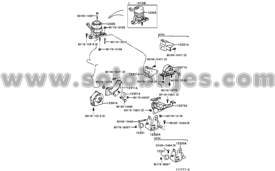 Soporte motor derecho Rav4 2003 catalogo