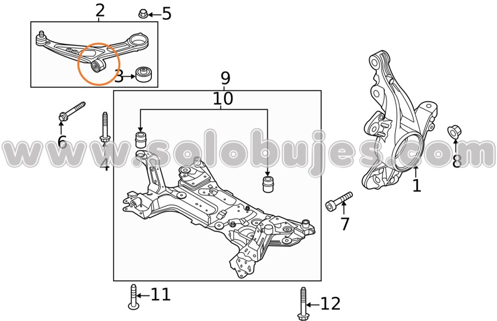 Buje tijera delantero Escape 2021 catalogo