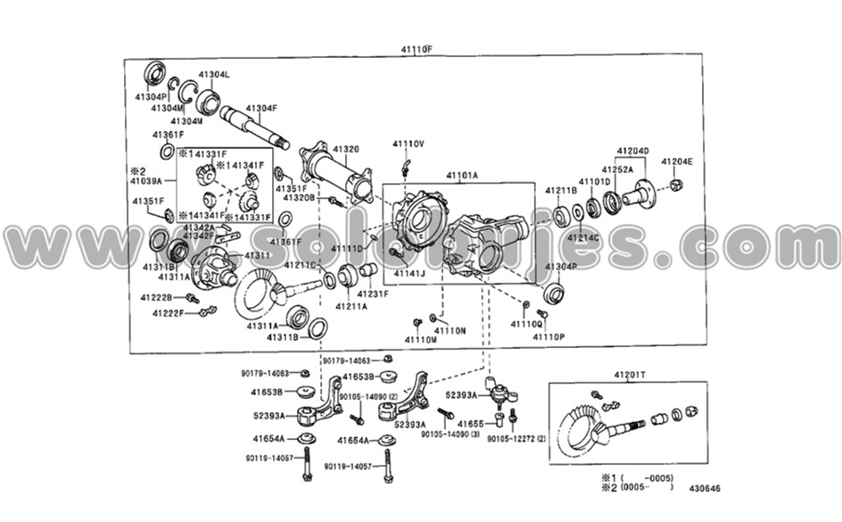 Buje soporte diferencial Prado 2000 catalogo