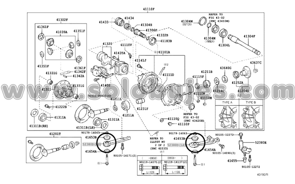 Buje soporte diferencial 4Runner 2012 catalogo