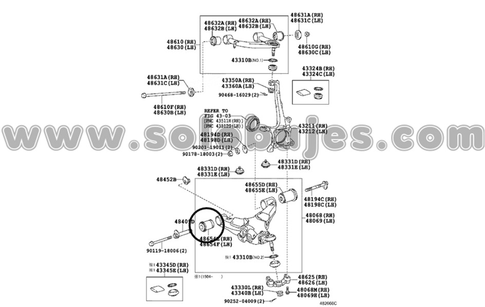 Buje tijera Land Cruiser 2009 catalogo