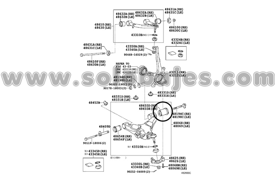 Buje tijera inferior Land Cruiser 2009 catalogo