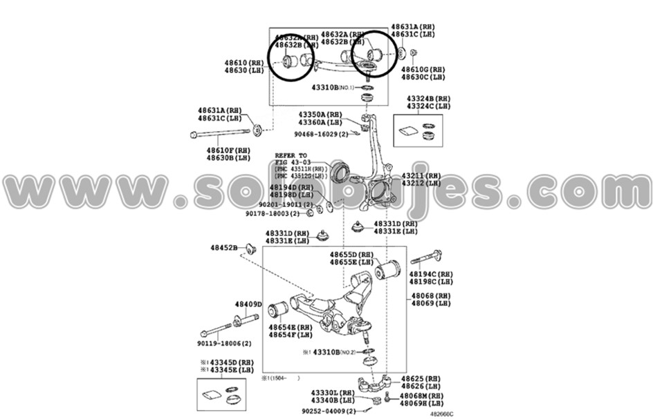 Buje tijera superior Land Cruiser 2009 catalogo