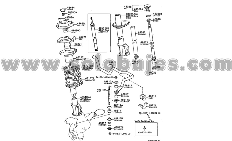 Soporte amortiguador Corolla 1984 catalogo