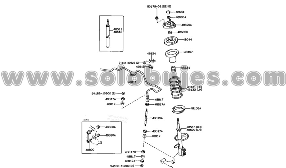 Soporte amortiguador Corolla 1988 catalogo