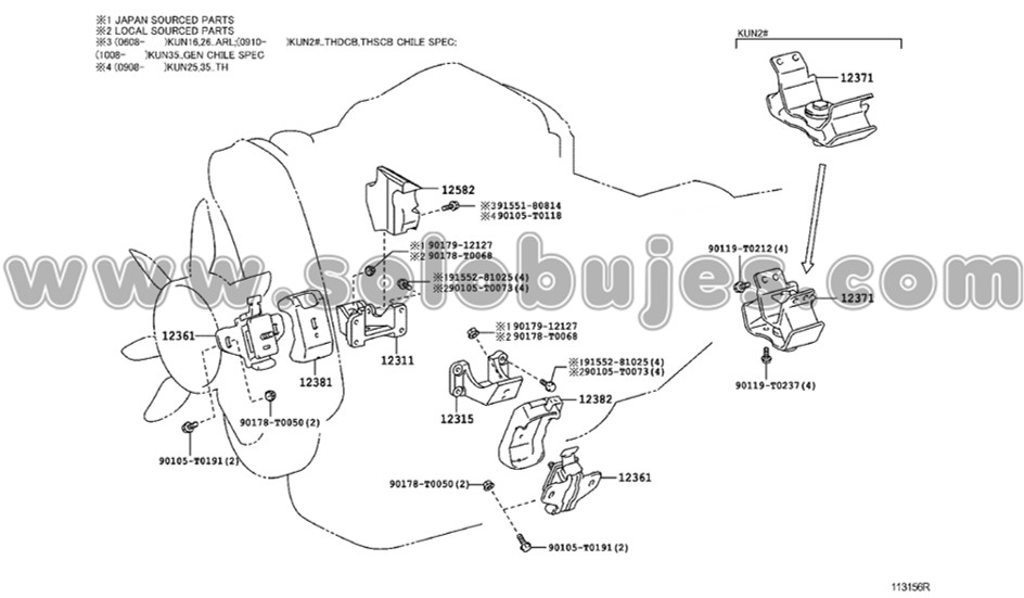 Soporte caja Hilux 2009 catalogo