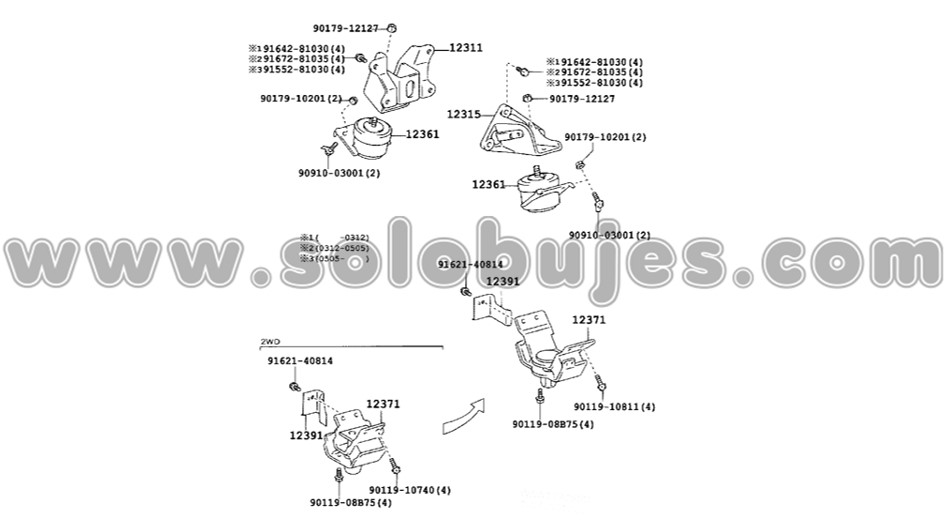 Soporte motor 4Runner 2004 catalogo