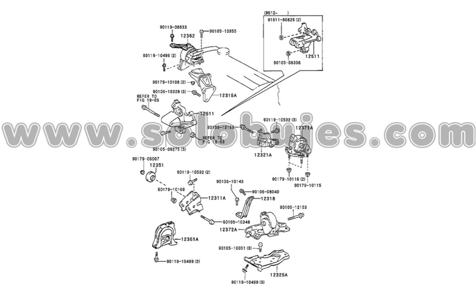 Soporte motor delantero Corolla 1995 catalogo