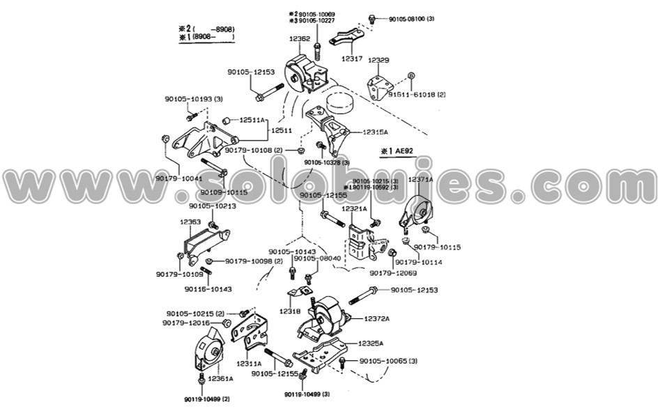 Soporte motor derecho Corolla 1989 catalogo