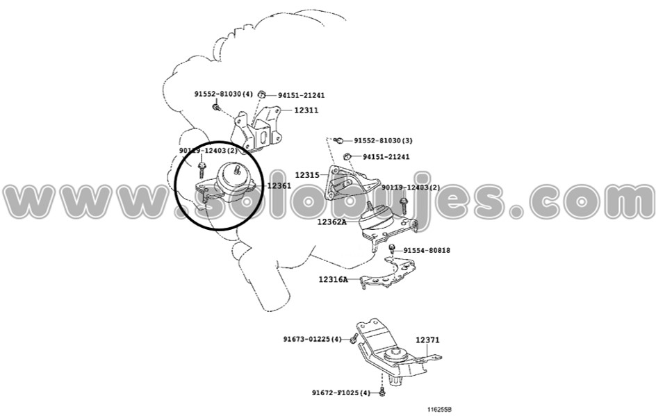 Soporte motor derecho Land Cruiser 2009 catalogo