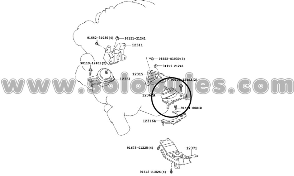 Soporte motor izquierdo Land Cruiser 2009 catalogo