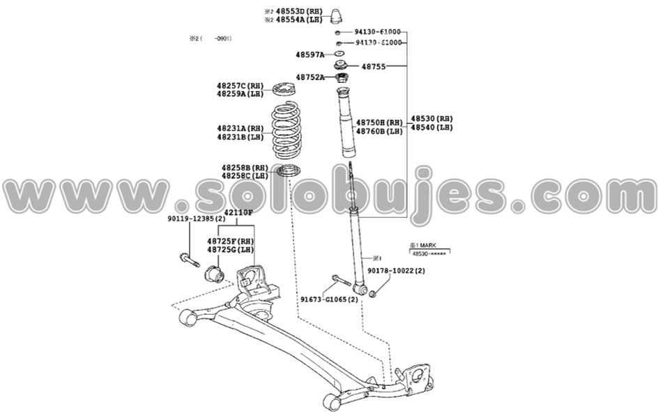 Buje puente trasero Yaris 2014 catalogo