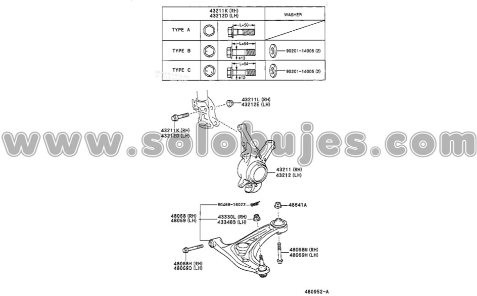 Buje tijera Yaris 2003 catalogo