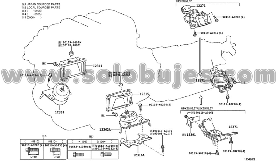 Soporte motor izquierdo Tundra 2012 catalogo
