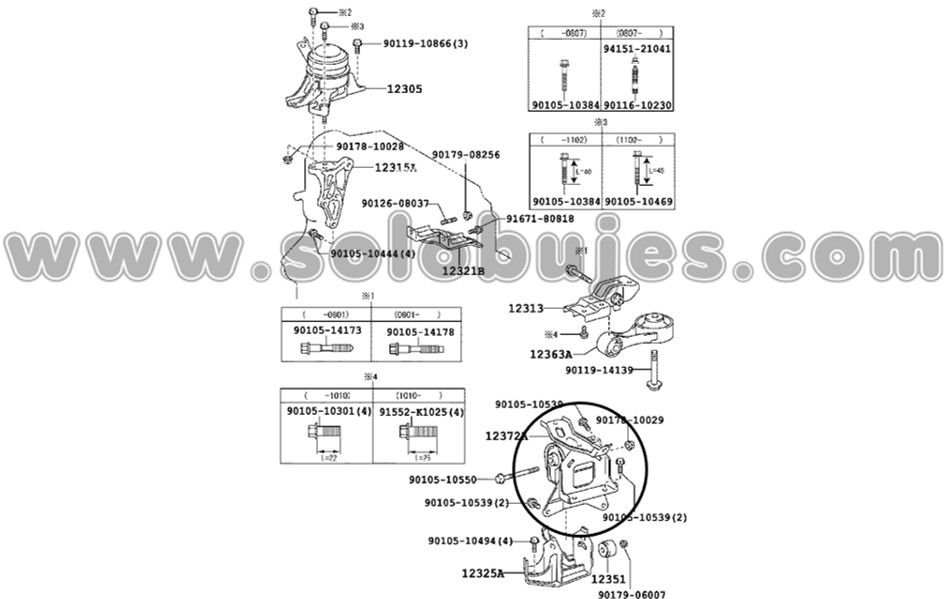 Soporte motor izquierdo Yaris 2007 catalogo