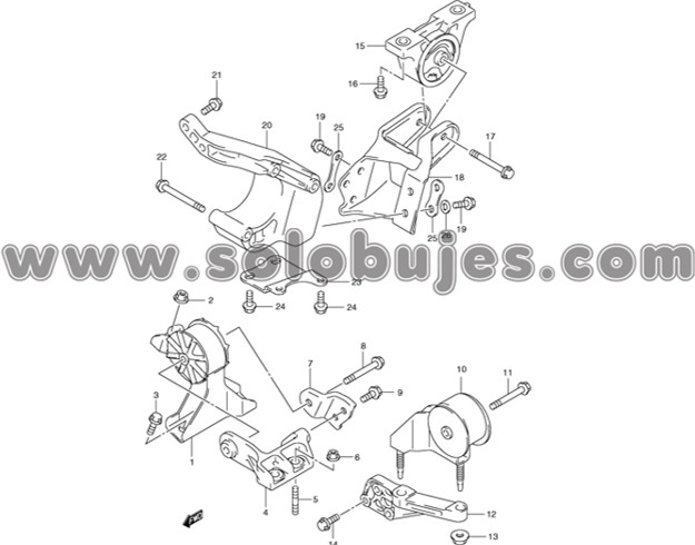 Buje soporte motor izquierdo Alto 2013 catalogo