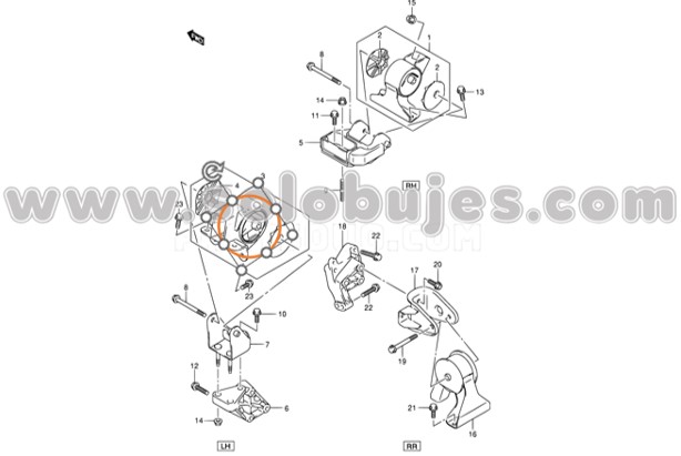 Buje soporte motor izquierdo suzuki alto 2015 catalogo