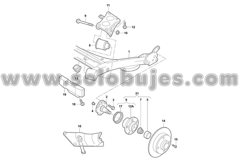 Buje puente Beetle 2000 catalogo