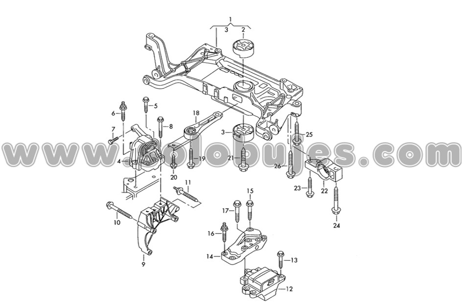 Bujes puente Tiguan 2012 catalogo