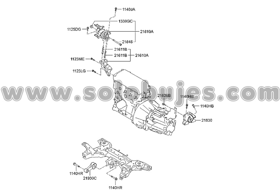 Soporte caja I10 2008 catalogo