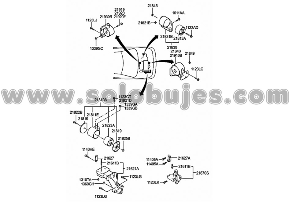 Soporte motor delantero Accent 2001 catalogo