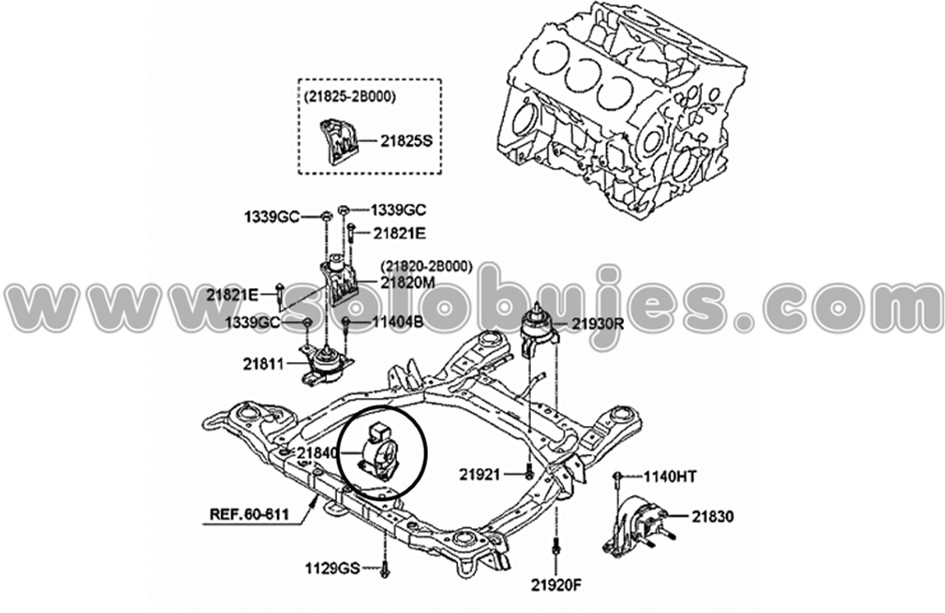 Soporte motor delantero Santafe 2007 catalogo