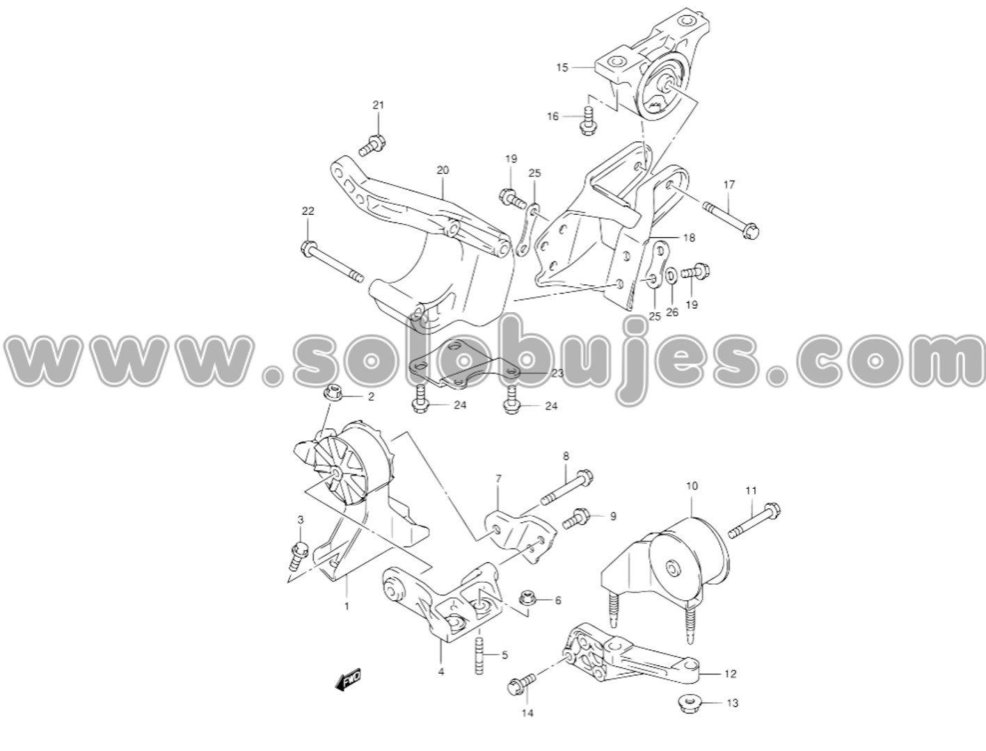 Soporte motor izquierdo Alto catálogo 2002