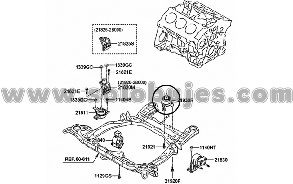 Soporte motor trasero Santafe 2010 catalogo