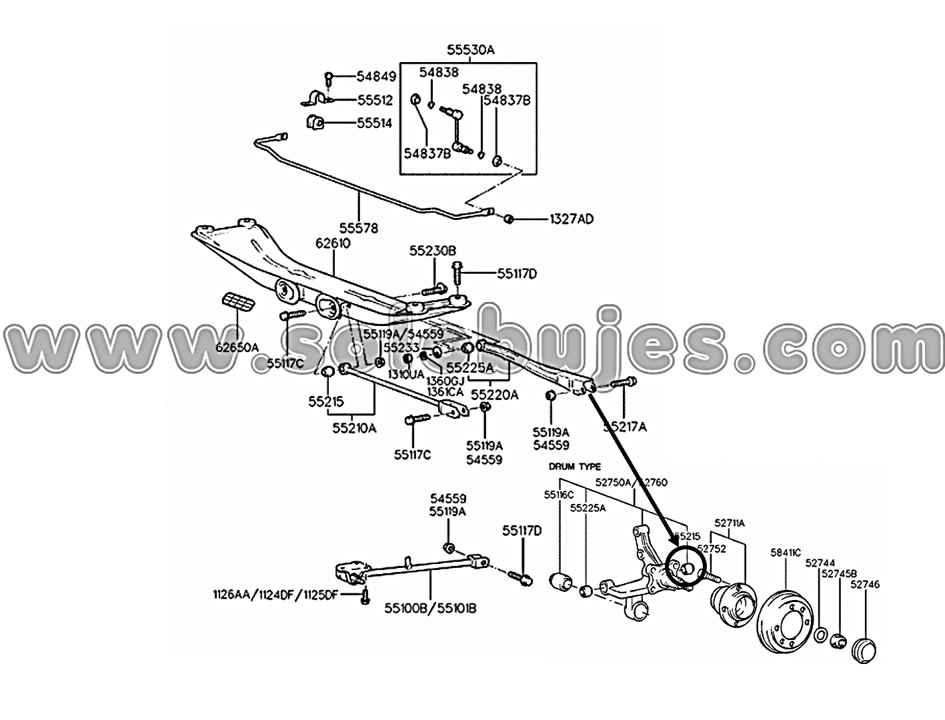 Buje suspensión trasera Elantra 1998 catálogo