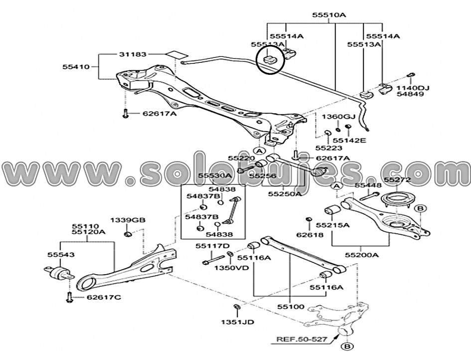 Cauchos estabilizadora traseros Elantra 2007 catálogo