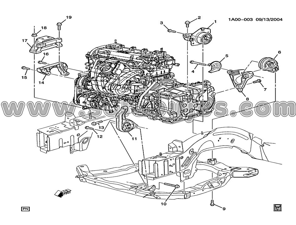 Soporte motor derecho HHR 2010 catálogo