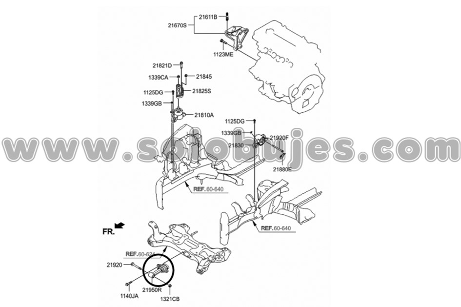 Soporte motor trasero Veloster 2012 catalogo