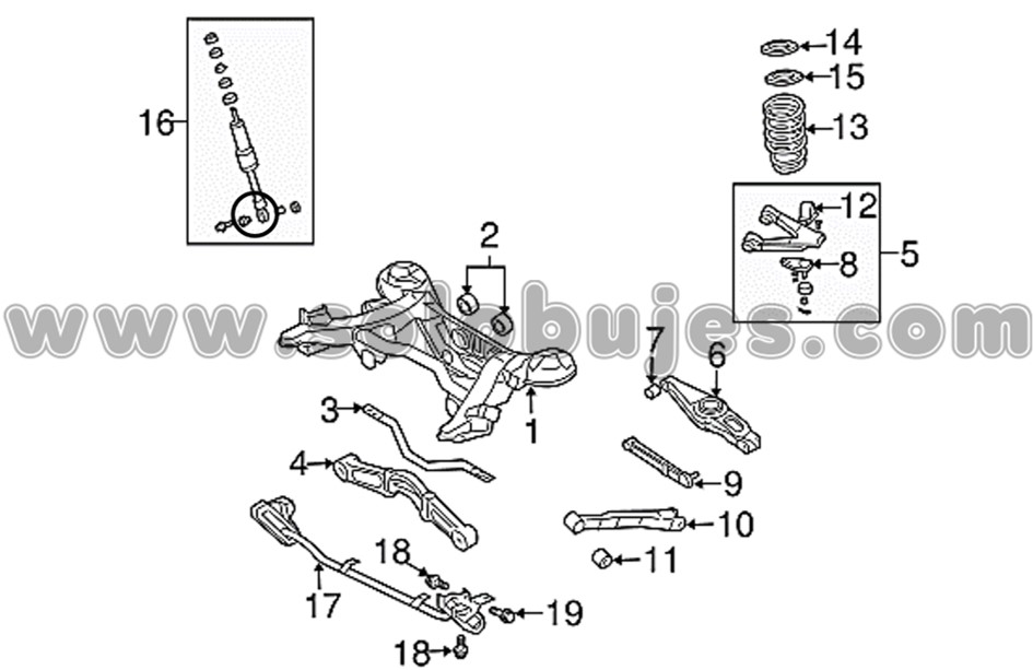 Buje amortiguador trasero Montero 2014 catalogo